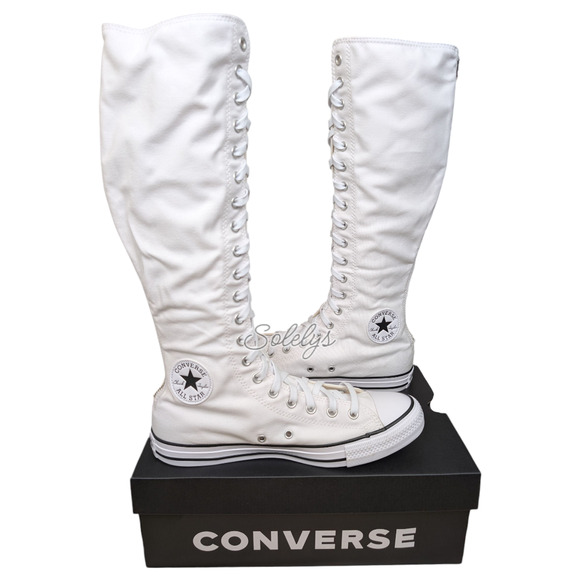 Converse CTAS XXHI Mens 9.5 Womens 11.5 White Canvas Knee High Sneaker Boot NEW - Picture 1 of 11